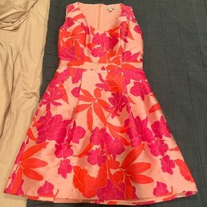 Eva Mendes for New York & Company Pink and Orange Floral Mini Dress